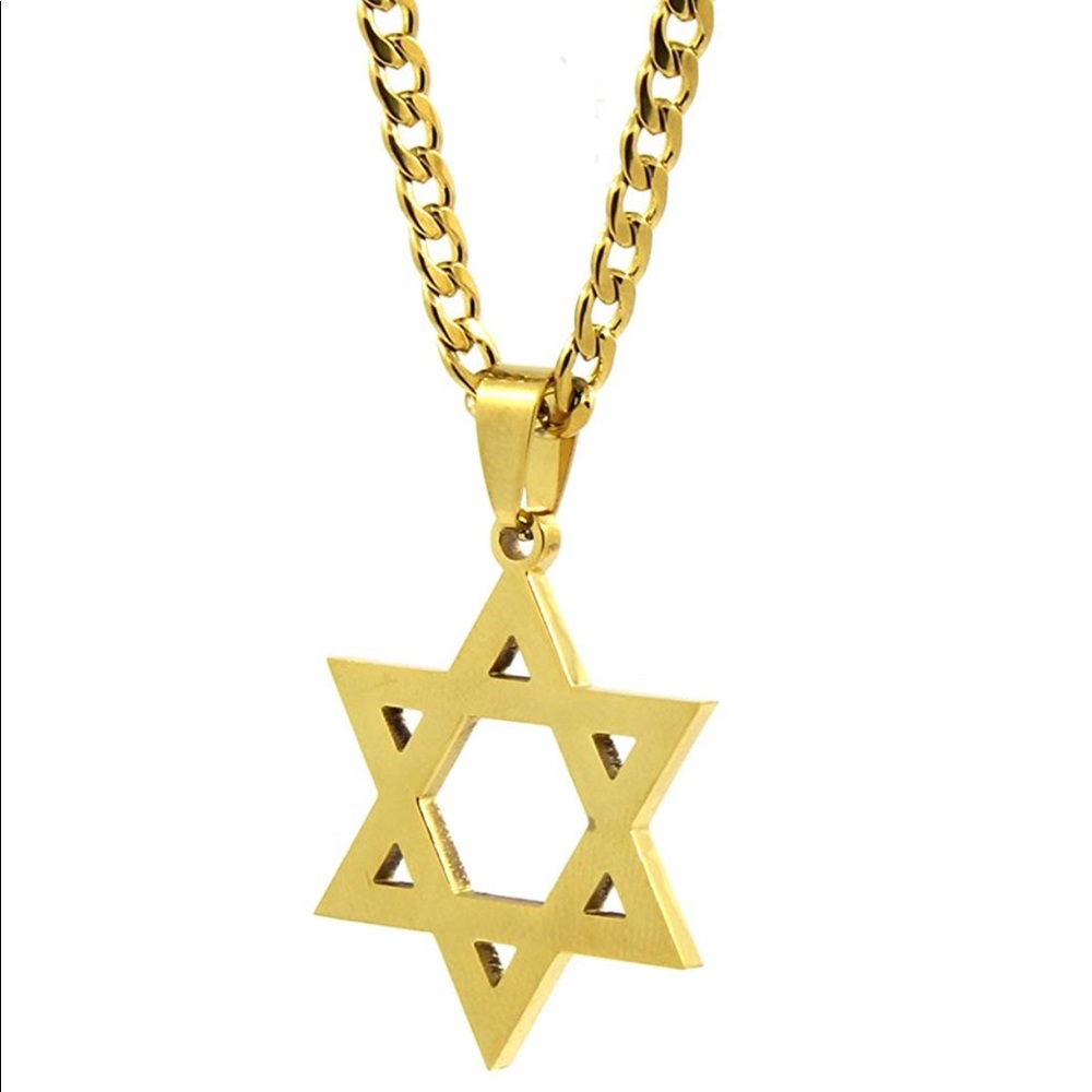 Gold Stainless Steel Jewish Star of David Pendant